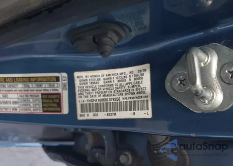 2008 Honda Civic Ex z USA, uszkodzony, nr VIN 1HGFA16868L079356